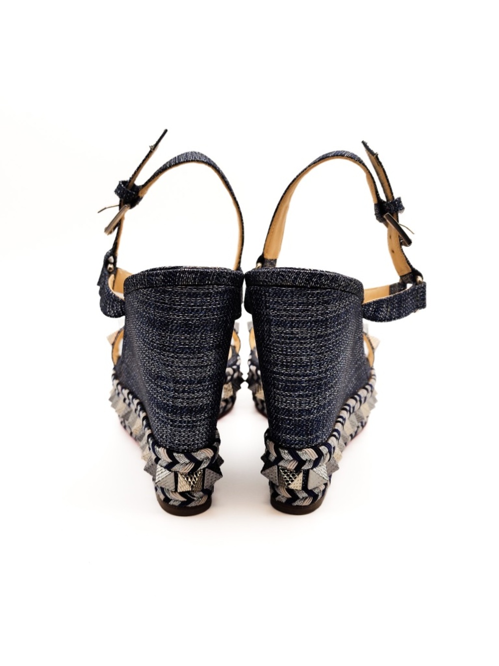 Christian Louboutin Metallic Denim Silver Espadrille Platform Sandals EU 39 - Picture 4 of 8